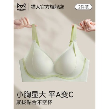 (免運)貓人內衣女士小胸聚攏2025新款無痕美背提拉上托顯大無鋼圈文胸罩
