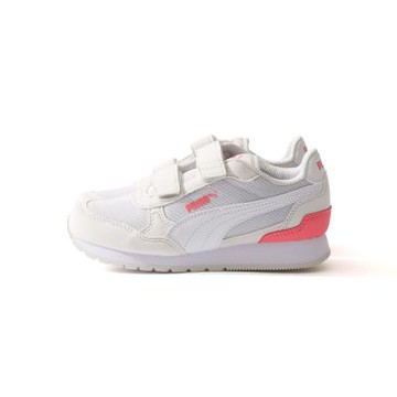 Puma ST Runner v4 Mesh V PS 童鞋 中童 白灰粉色 運動 魔鬼氈 休閒鞋 39987716