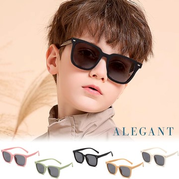 ALEGANT自然時尚兒童專用輕量矽膠彈性太陽眼鏡│UV400偏光墨鏡