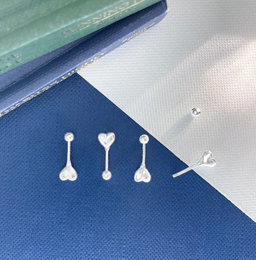 :實愛: 立體愛心 925純銀 鎖珠耳環