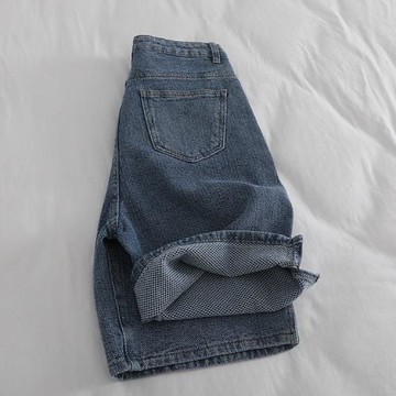 五分牛仔短褲女夏薄款胖妹妹mm寬松顯瘦直筒闊腿中褲適合梨形身材