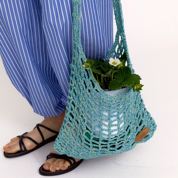 1月中旬出貨 [Dancing Grandma]  獨家｜韓國小眾品牌｜生日禮物｜情人節禮物｜交換禮物｜感謝禮｜打氣禮｜閨蜜禮｜紀念禮｜編織包（ two way net-blue）