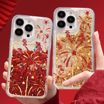 新年喜樂平安煙花適用iPhone18/17/18promax手機殼16/15流沙13個性12防摔