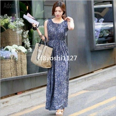 ファッションレディースボヘミアン風ワンピースレディースビーチノースリーブ夏リゾートマキシワンピースハワイアン 通販 Lineポイント最大get Lineショッピング