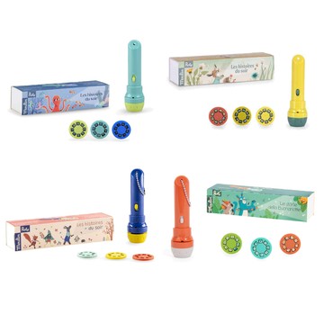 Moulin Roty - 【超值組合一次帶】故事手電筒-叢林冒險+森林裡的蘋果+波利歷險記+三隻小兔子