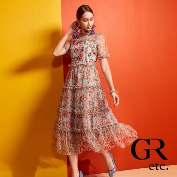 【GLORY21】網路獨賣款-etc.甜美雙層網紗蛋糕裙擺洋裝-淺綠