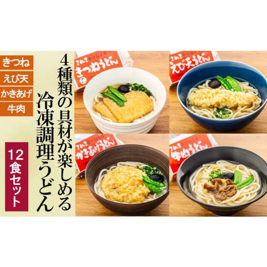 ふるさと納税 香川県 小豆島町 4種の具材が楽しめる冷凍調理うどん 12食セット