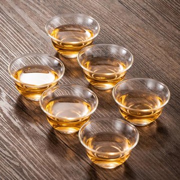 冠發玻璃茶杯小號加厚耐熱功夫茶具套裝家用主人杯高檔透明品茗杯