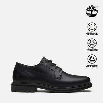 Timberland 男款黑色皮革休閒鞋|A2Q7GW02