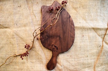 貓咪背影砧板│擺盤、輕食│胡桃木