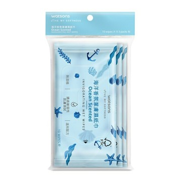 屈臣氏海洋香氛潔膚濕紙巾10片3包