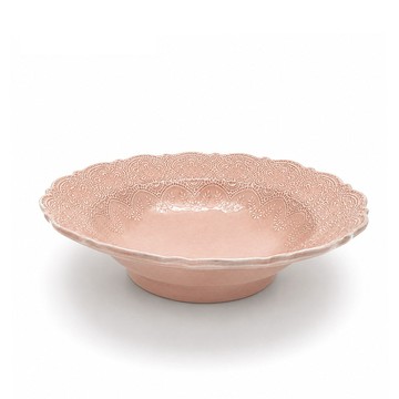 VBC casa 義大利 手工浮雕蕾絲系列 粉紅色 32cm沙拉碗