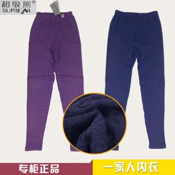 超級熊保暖褲男女加厚秋褲大碼寬松線褲5050護膝磨毛舒絨褲6060