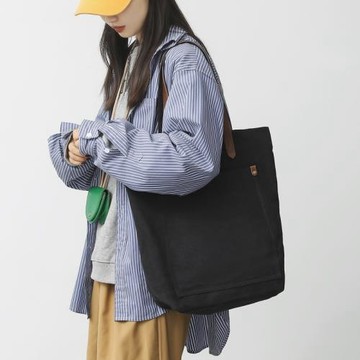 復古水洗帆布女包中性簡約大容量單肩包男韓版原宿手提百搭托特包