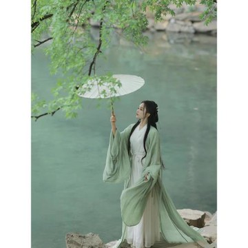 成人漢服女魏晉古裝清冷仙氣古風大袖襦裙超仙氣舞蹈古箏演出服裝