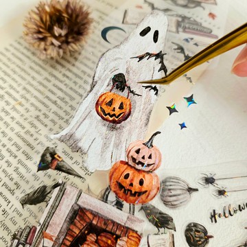 預裁_萬聖夜虹光燙金易撕貼紙膠帶 2m