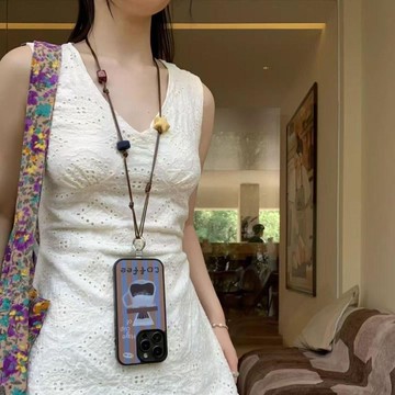 🥇隔日達出💎星星復古原創油蠟繩防偷解放手機手工手提串珠掛件手機鏈掛繩