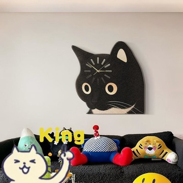 【臺灣出貨】貓咪卡通造型掛鐘 多巴胺創意壁鐘 靜音時鐘設計 客廳餐廳適用掛錶 臥室牆面擺設 居家藝術牆上裝飾時鐘