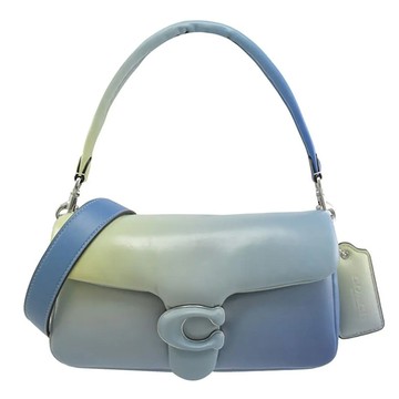 【全新福利品】COACH CA083 TABBY 26 經典翻蓋漸層皮革兩用枕頭包.水藍