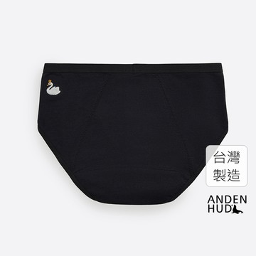 【Anden Hud】夜曲芭蕾．中腰生理褲(黑-刺繡天鵝) 純棉台灣製