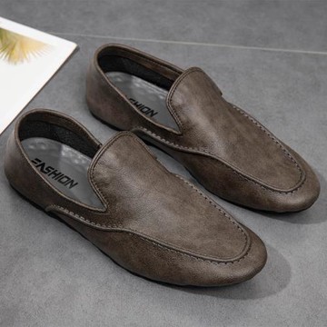 男豆豆鞋2025秋季新款真皮男士休閑一腳蹬懶人皮鞋潮鞋男商務英倫