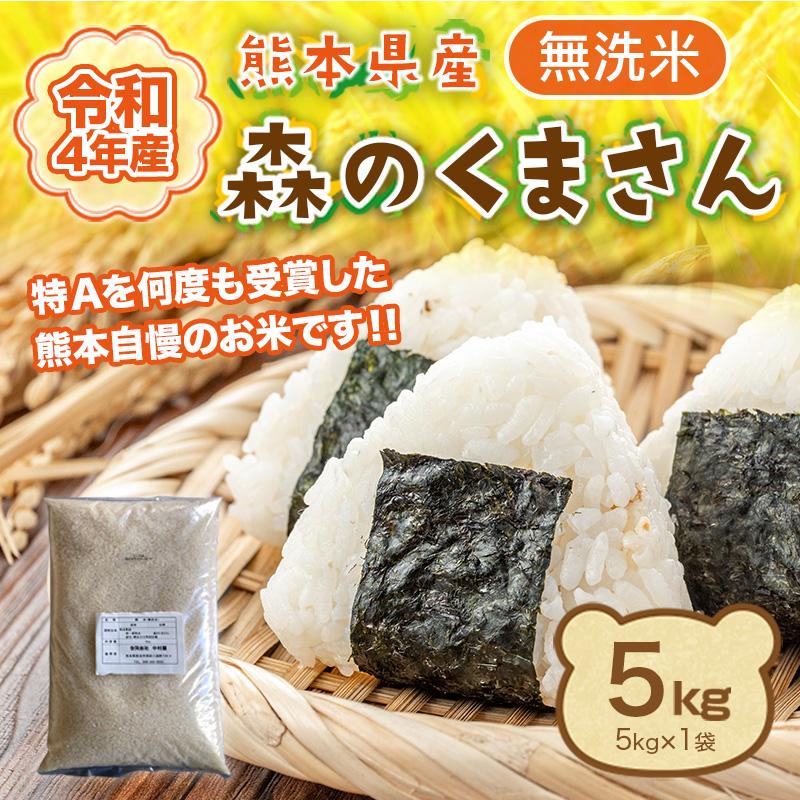 米 5kg 無洗米 森のくまさん 熊本産 最新年度産 特A評価 精米 白米 うるち 常温便