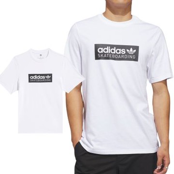 Adidas Skt Logo Tee 男款 女款 白色 寬鬆 棉質 T恤 運動 休閒 短袖 KC3268