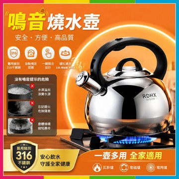 隔日🔥現貨免運🚀德國316不銹鋼燒水壺 煮水壺 燒水壺 笛音壺 不鏽鋼水壺 316不銹鋼煮水壺 茶壺 鳴笛烧水壺預購