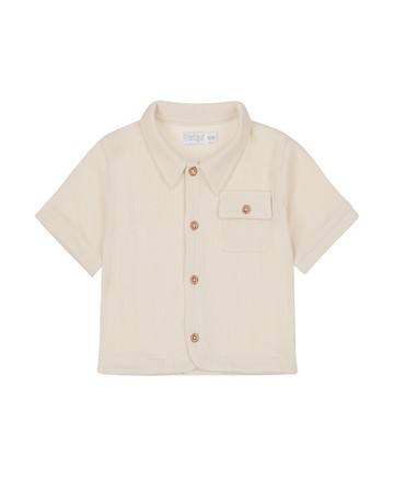 素面沙色短袖襯衫68cm