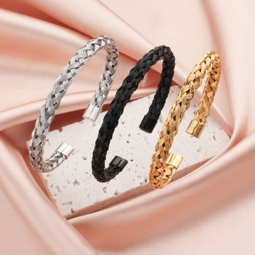 【巴黎精品】現貨+預購 鈦鋼手環歐美手鐲-麻花編織可調節飾品3款v1au34