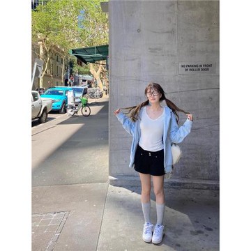 CUTEioi 好版型銀扣大口袋水洗棉短褲女秋冬搭配2024秋款