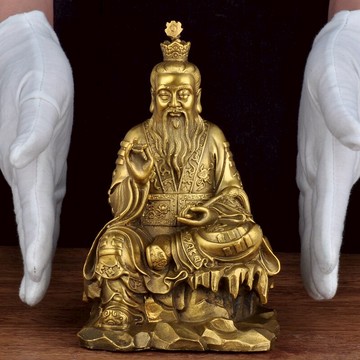 純銅太上老君神像三清道祖神像元始天尊仙家供奉道教祖師銅像擺件