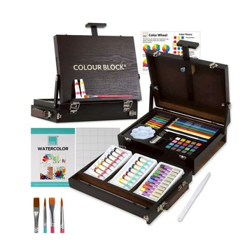 【COLOUR BLOCK】系列 77PCS畫架木盒繪畫套組【墊腳石】