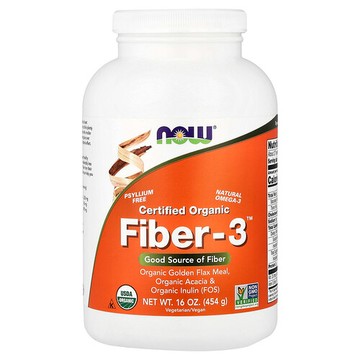 NOW Foods, 認可有機 Fiber-3™，16 盎司（454 克）