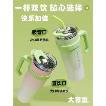 保溫瓶 隨行杯 冰霸杯 保溫瓶 冰壩杯 隨身杯 保冰杯 巨無霸冰霸杯大容量保溫杯304不銹鋼吸管杯子女生高顔值辦公水杯