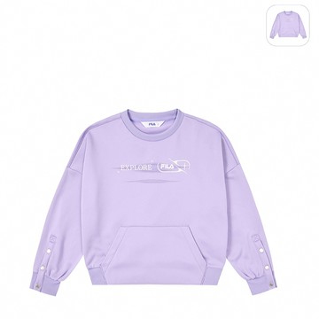 【FILA】KIDS 女童款 長袖圓領T恤-淺紫 5TEZ-8325-PL