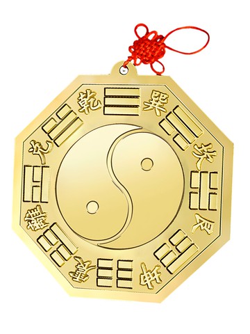 銅八卦鏡鎮宅招財家用門口掛件隨身凸凹鏡純工藝品銅鏡子裝飾擺件