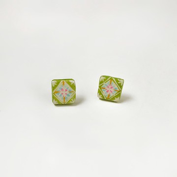 可愛復古小花磚/花窗系列 - 手作/手繪耳環