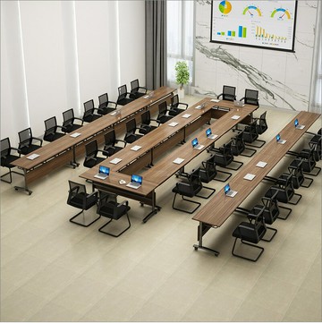 ??快速出貨?? 附發票 折疊培訓桌長條桌可拼接會議桌帶輪移動翻板桌雙人學生課桌椅組合