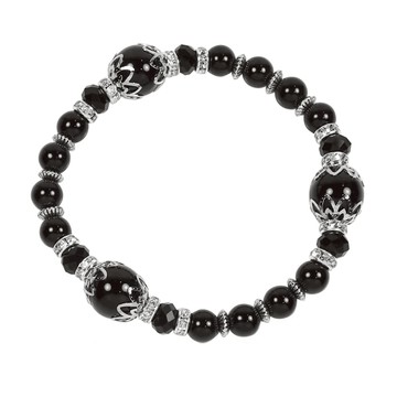 晶鑽黑瑪瑙手鍊  1個  約18cm