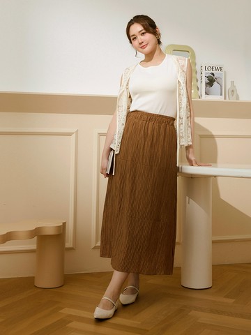 雲朵自訂款-壓褶鬆緊腰A字蛋糕長裙