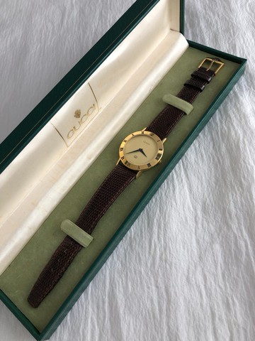 【日本直送 名牌中古包】GUCCI 古馳 手錶 棕色 圓形羅馬數字 皮革 3300M vintage 維他命 老品 2pcrj6
