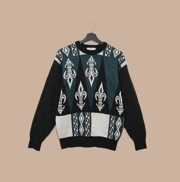 Back to Green-復古毛衣s-05三角交錯 圖騰 vintage sweater