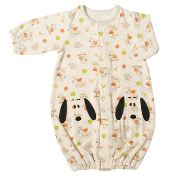 akachan honpo - 長袖連身衣-迷你史努比-淺卡其色 (50~60cm)