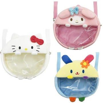 小禮堂 Sanrio 三麗鷗 透明窗口手提肩背兩用包 (大臉款) Kitty 美樂蒂 花小兔
