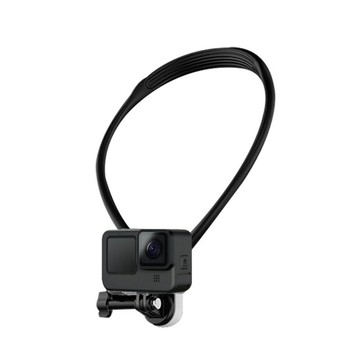 運動攝像機配件騎行相機頭盔支架磁吸快拆黑色硅膠掛脖廣角