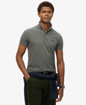 Superdry Men's Men's Classic Pique Polo Shirt Grey / Rich Charcoal Marl - Size: XS