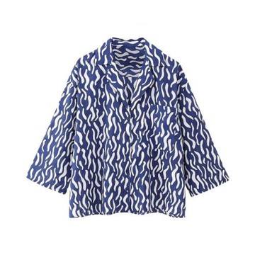 歐美風 2023秋裝女顯瘦百搭口袋飾印花襯衫高腰長褲 2183250 400