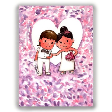 情人節-手繪插畫萬用卡/卡片/明信片/插畫卡/情人卡--與妳相守