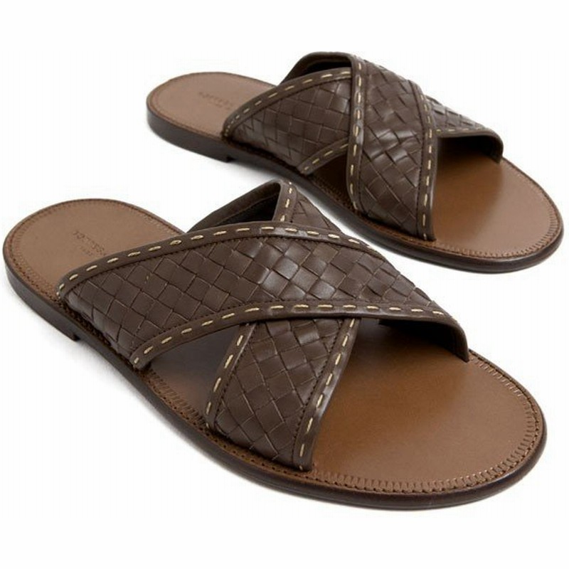 ボッテガヴェネタ サンダル イントレチャート メンズ クロスサンダル Bottega Veneta V6491 40 Ebano ブラウン カーフレザー 通販 Lineポイント最大0 5 Get Lineショッピング